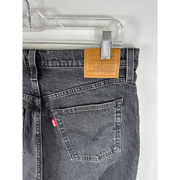 Levi's Premium Ribcage Straight Ankle Jeans Black Size 31 Button Fly - Picture 15 of 15